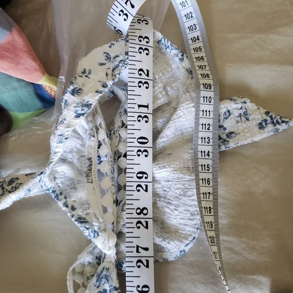 Minkpink Toile Floral Blue and White Open Back Mini Dress Small - Picture 11 of 11